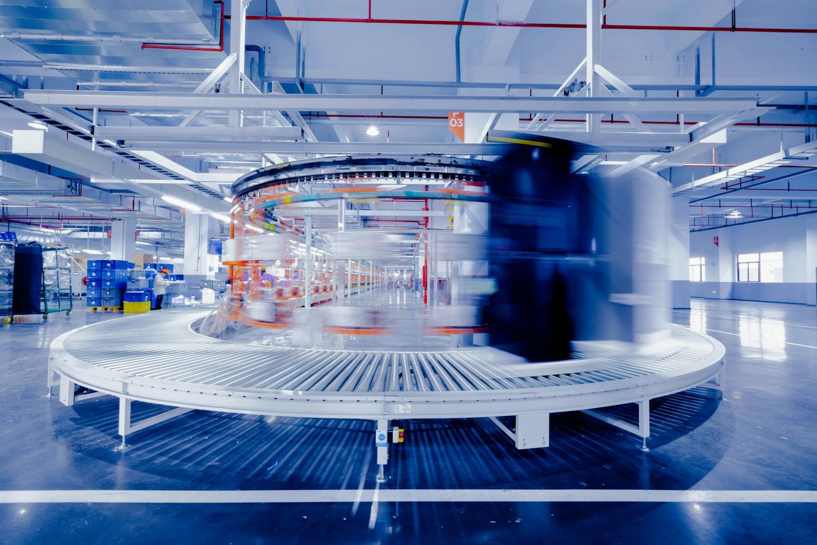 Modern production floor with conveyor line